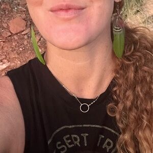 Green & Brown Feather Earrings